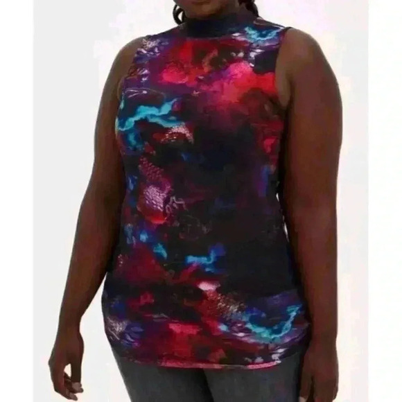 NEW Torrid Plus Sz 3X 22/24 Foxy Mesh Mock Neck Tank Top Casual Sleeveless Shirt - Picture 4 of 7